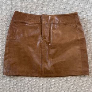 Genuine leather mini skirt